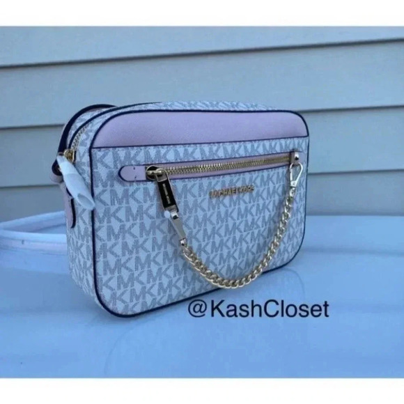 Michael Kors Chain Crossbody Purse Jet Set Large Powder blush - Picture 1 of 8